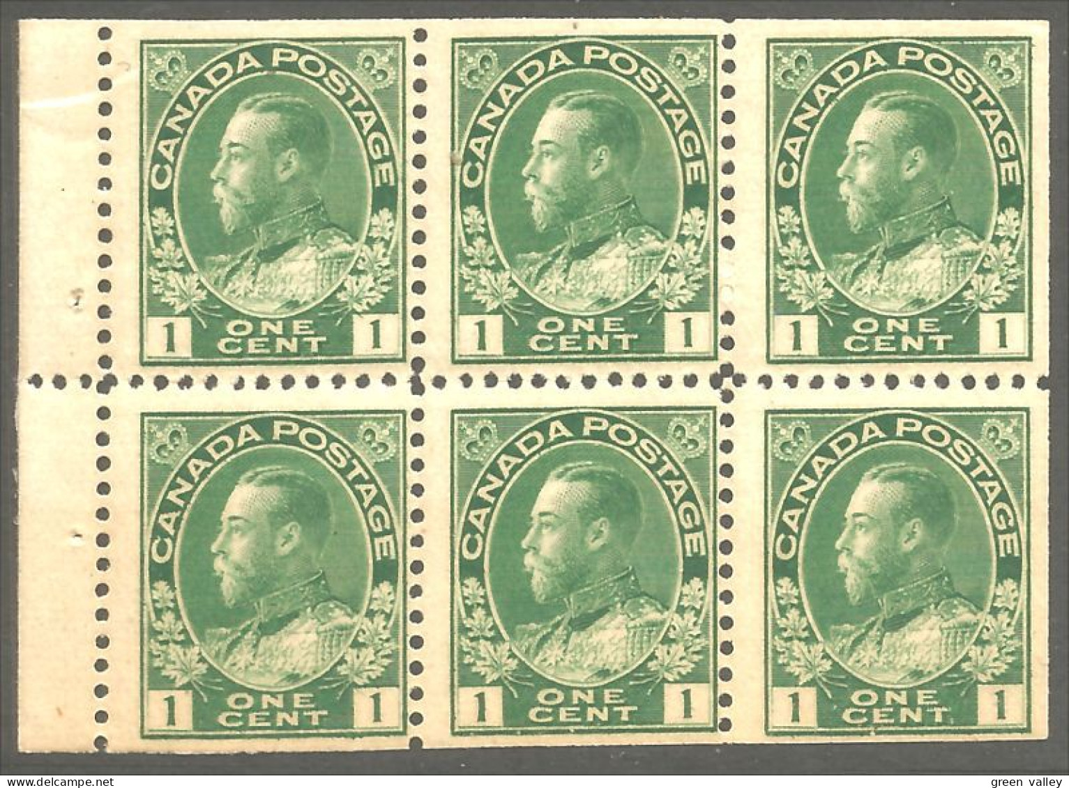 951 Canada 1911 #104a Roi King George V Admiral Issue Booklet Pane MH * Neuf CV $50.00 VF (474) - Nuovi