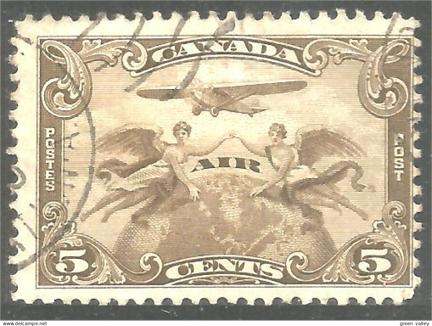 951 Canada 1928 #C1 Avion Airplane Globe Anges Angels CV $8.00 (468b) - Luftpost