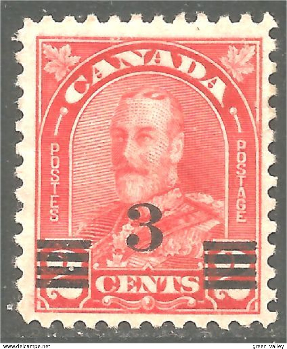 951 Canada 1932 #191 Roi King George V 3c On 3c Arch Leaf Provisional Issue MH * Neuf (433) - Ungebraucht