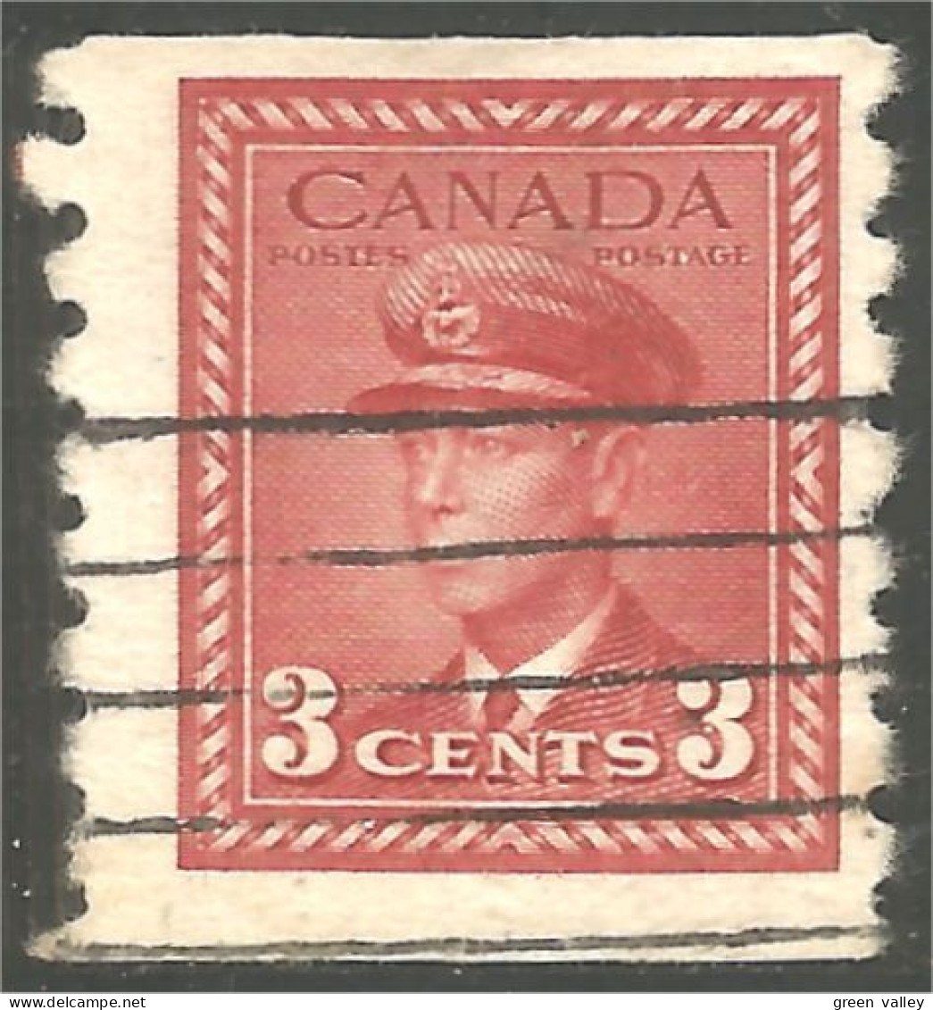 951 Canada 1942 George VI War Issue 3c Carmine Roulette Coil (363) - Usati