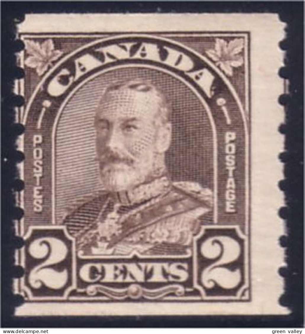 951 Canada George V Arch/Leaf 2c Brown Coil Roulette MNH ** Neuf SC (253) - Ongebruikt