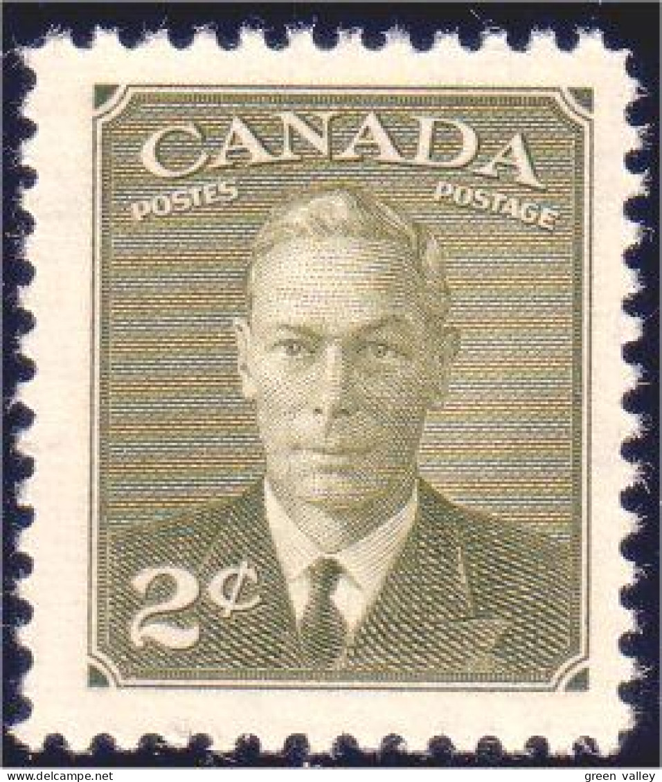 951 Canada 1951 George VI POSTES-POSTAGE 2c Vert Olive Green MNH ** Neuf SC (170) - Familles Royales