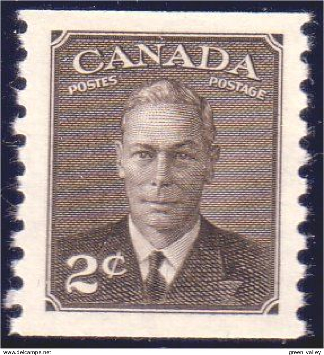 951 Canada 1950 George VI POSTES-POSTAGE 2c Sepia Coil Roulette MNH ** Neuf SC (163) - Unused Stamps