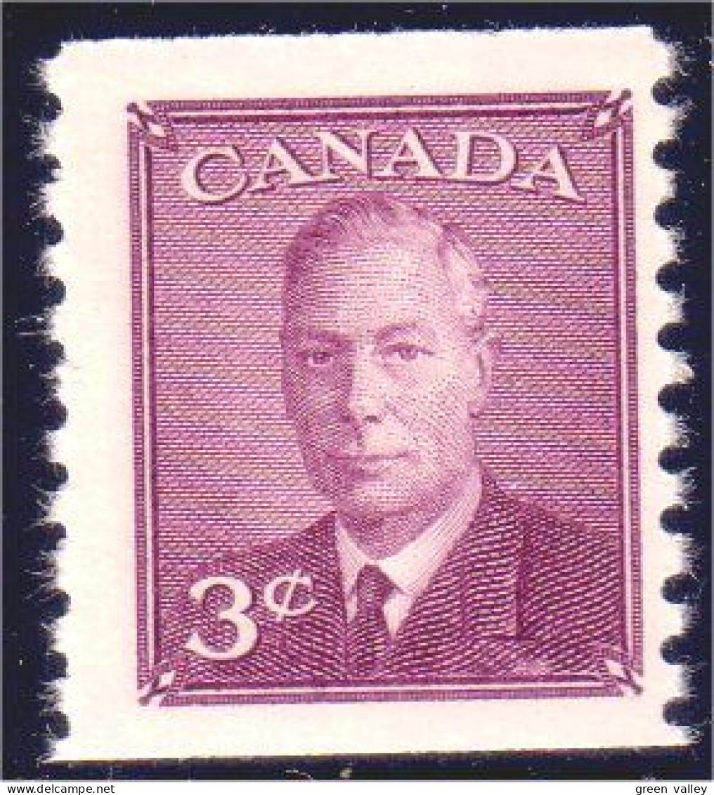 951 Canada 1949 George VI POSTES-POSTAGE Omitted 3c Rose Violet Coil Roulette MNH ** Neuf SC (160) - Koniklijke Families