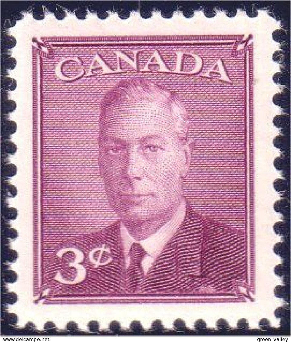 951 Canada 1950 George VI POSTES-POSTAGE Omitted 3c Rose Violet MNH ** Neuf SC (152a) - Ungebraucht