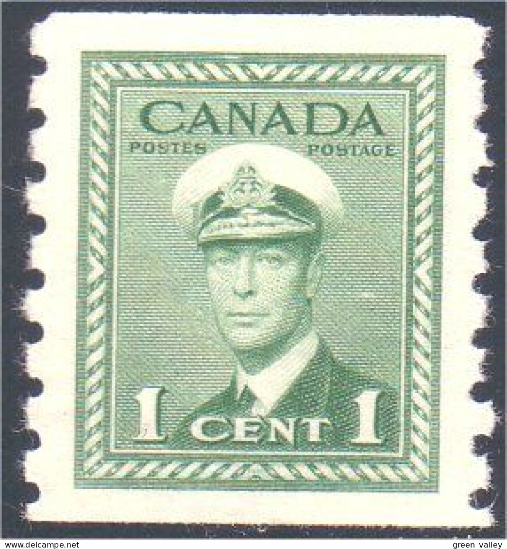 951 Canada 1942 George VI War Issue 1c Green Vert Coil Roulette Perf 8 MNH ** Neuf SC (130) - Neufs