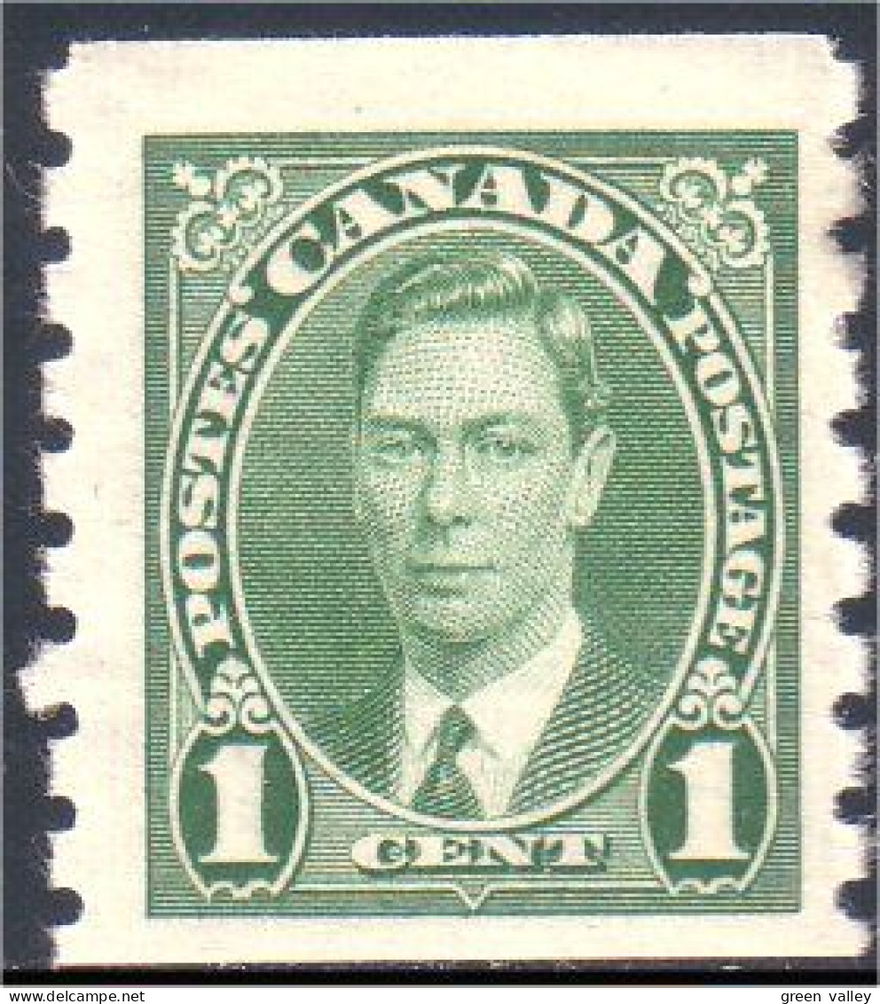951 Canada 1937 George VI Mufti Issue 1c Vert Green Coil Roulette MNH ** Neuf SC (118) - Nuevos