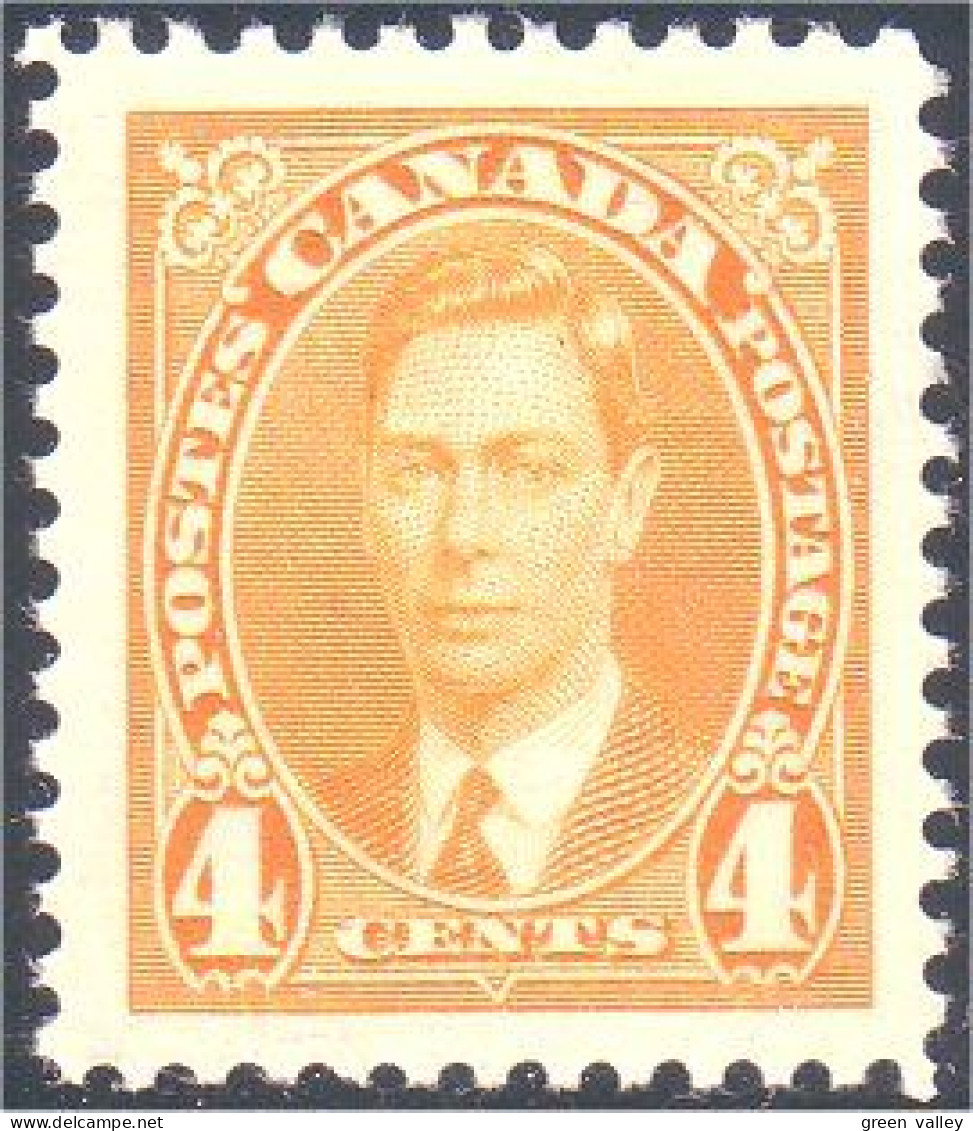 951 Canada 1937 George VI Mufti Issue 4c Yellow Jaune MH * Neuf (113) - Unused Stamps