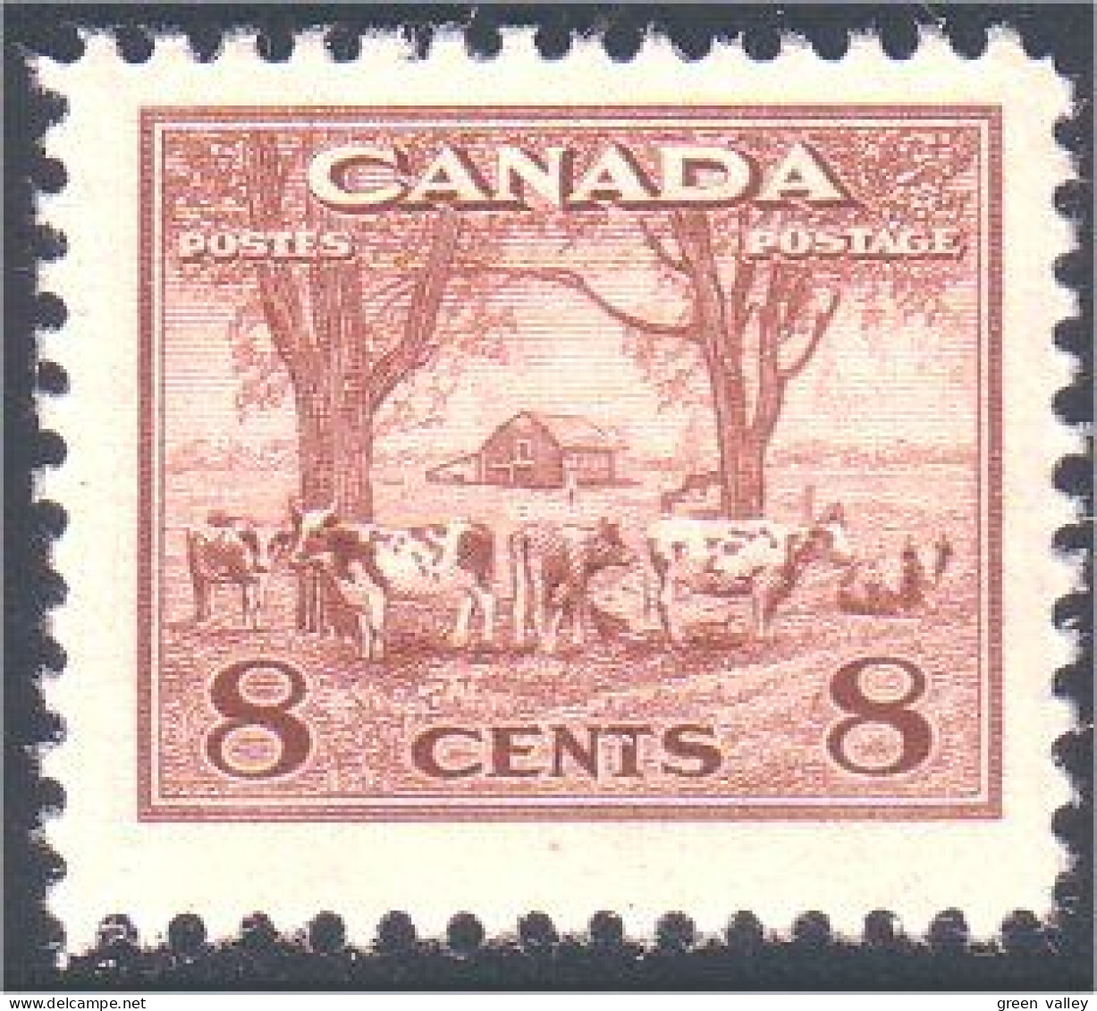 951 Canada 1942 War Issue Farm Scene Ferme Vache Cow Bull Vaca Kuh Vacca MNH ** Neuf SC (127) - Agriculture