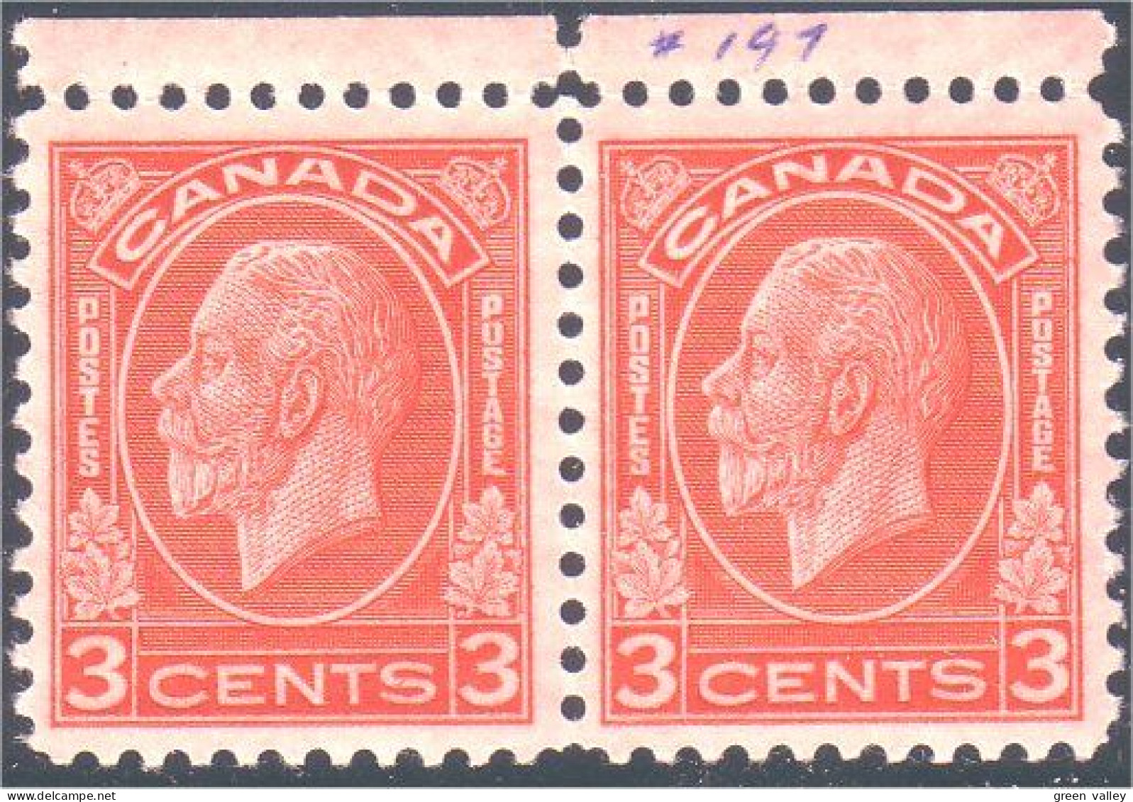 951 Canada 1932 George V Medallion Issue Paire 3c Red Rouge MNH ** Neuf SC (77) - Nuevos