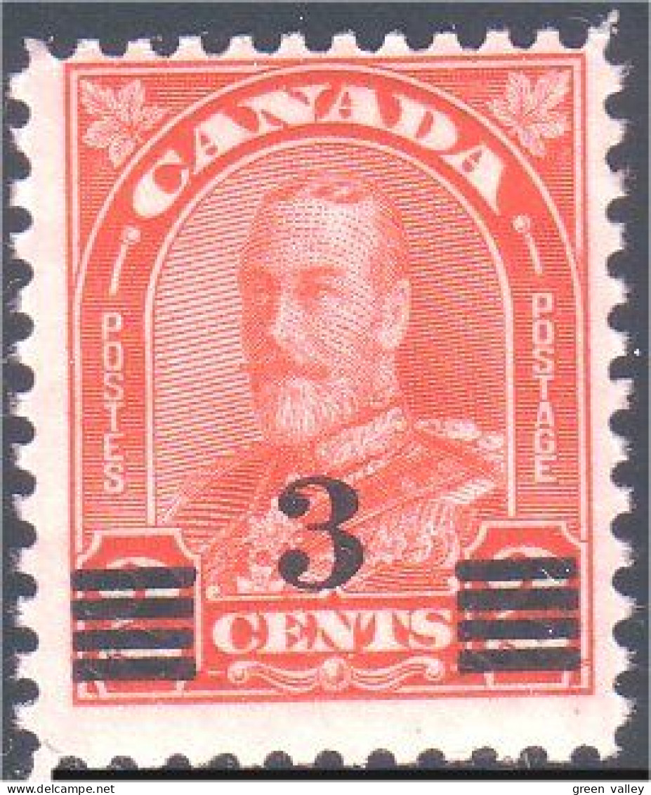 951 Canada 1932 George V Arch Leaf Issue 2c Red Rouge Surcharge 3c MNH ** Neuf SC (62) - Unused Stamps