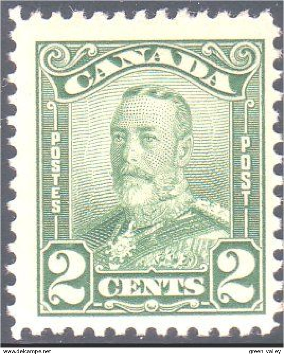 951 Canada 1928 George V Scroll Parchemin Issue 2c Vert Green MNH ** Neuf SC (44) - Unused Stamps