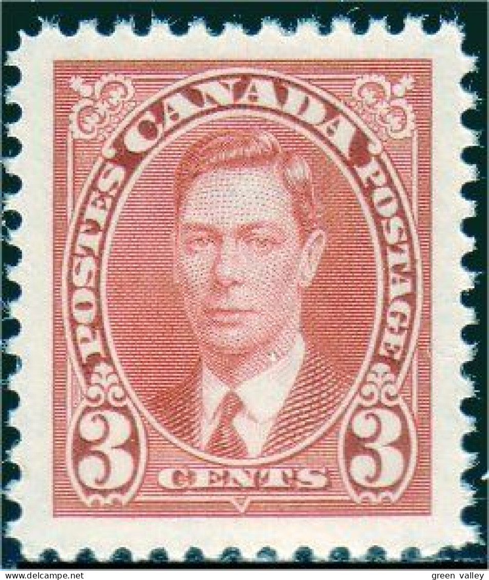 951 Canada 1937 George VI Mufti Issue 3c Red Rouge MNH ** Neuf SC (8) - Royalties, Royals