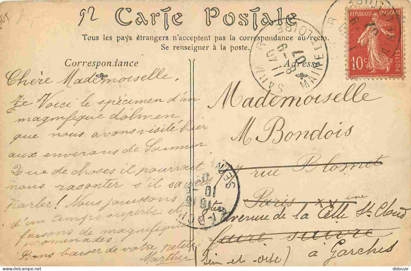 92 - Bagneux - Le Grand Dolmen - Correspondance - CPA - Oblitération Ronde De 1907 - Voir Scans Recto-Verso - Bagneux