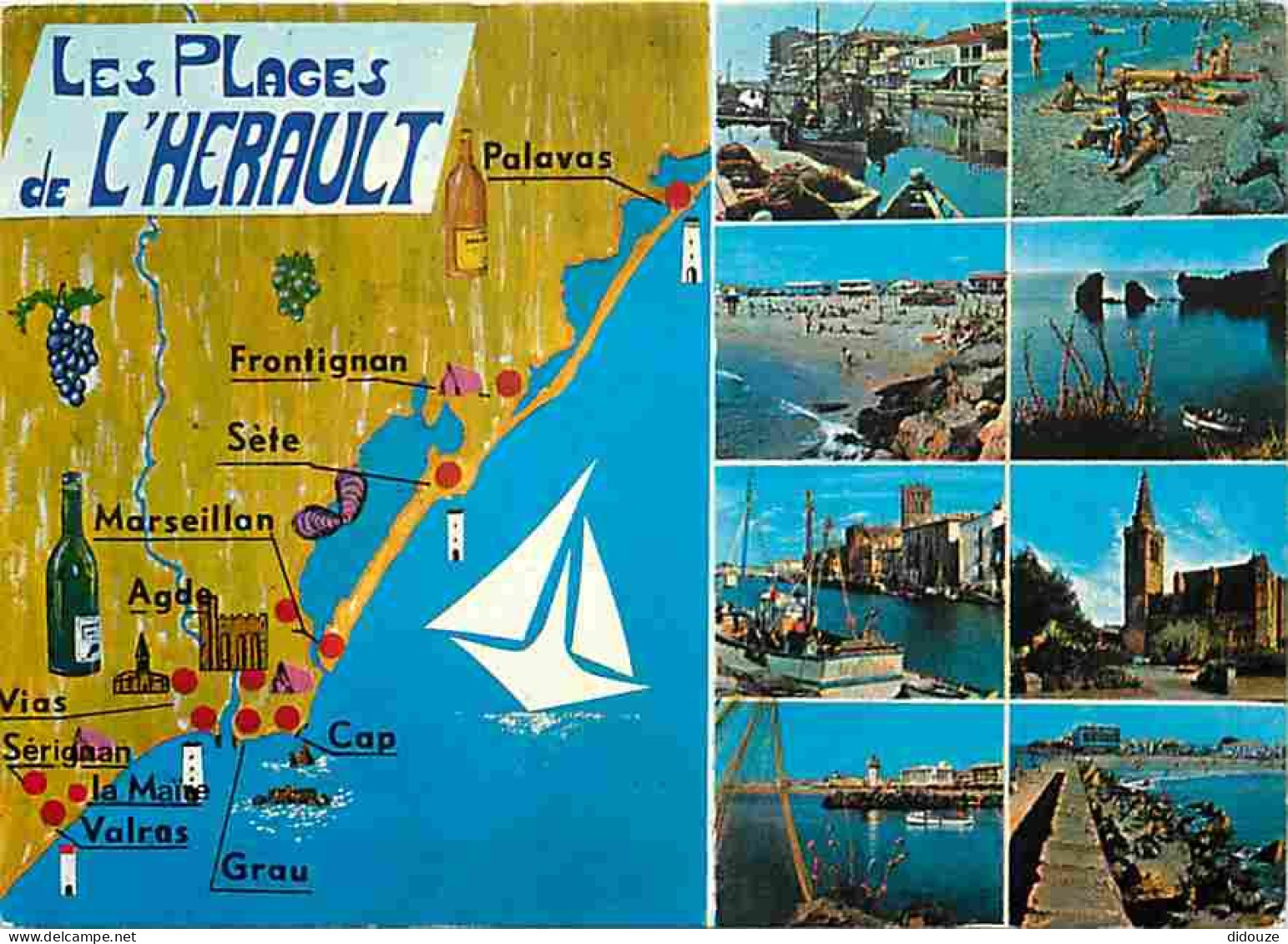 34 - Hérault - Les Plages De L'Herault - Multivues - Carte Géographique - CPM - Voir Scans Recto-Verso - Andere & Zonder Classificatie