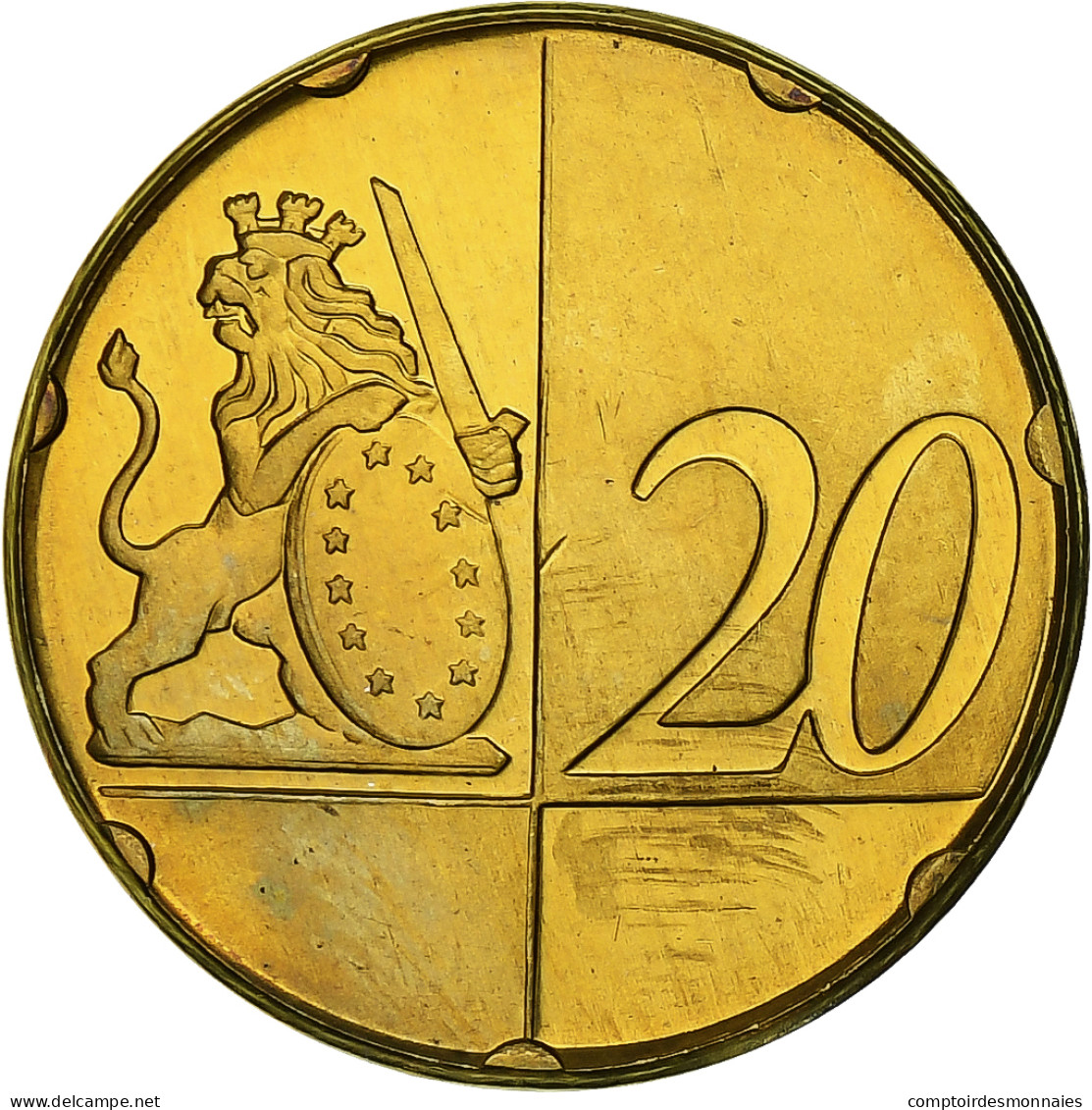 Gibraltar, 20 Euro Cent, Fantasy Euro Patterns, Essai-Trial, BE, 2004, Laiton - Prove Private