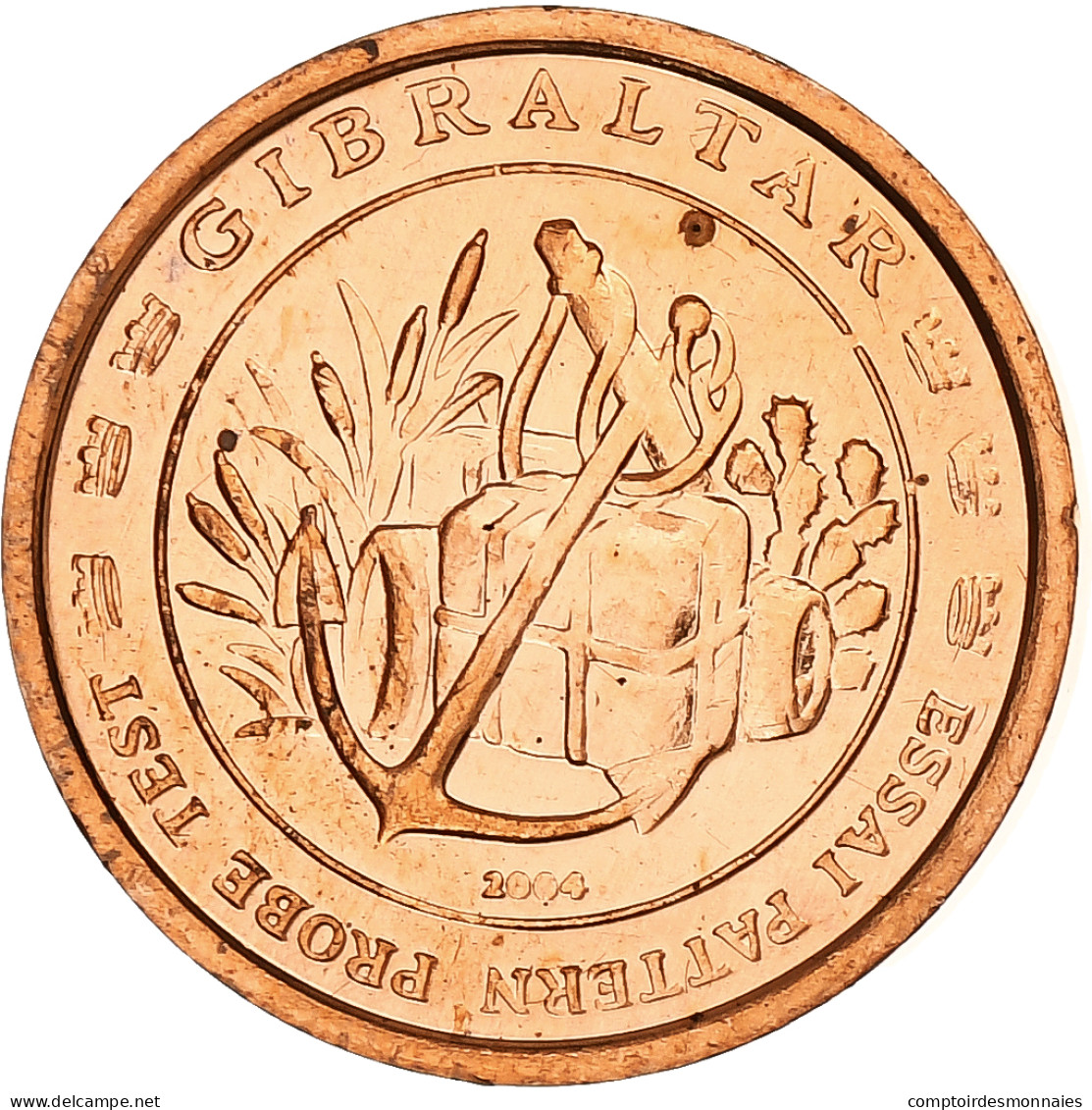 Gibraltar, 2 Euro Cent, Fantasy Euro Patterns, Essai-Trial, BE, 2004, Cuivre - Essais Privés / Non-officiels