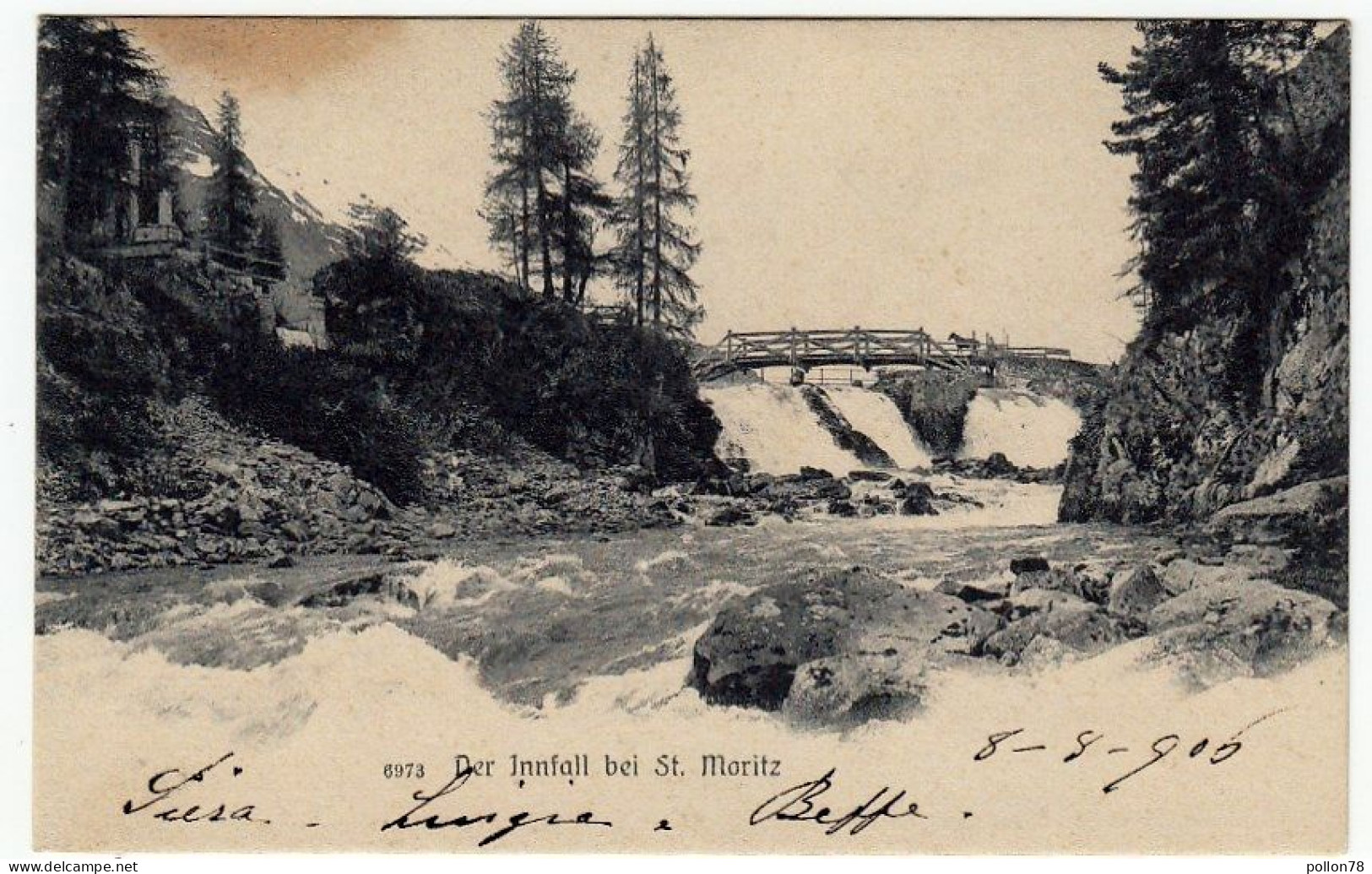 DER JNNFALL BEI St. MORITZ - GRISONS - 1906 - Vedi Retro - Formato Piccolo - Saint-Moritz