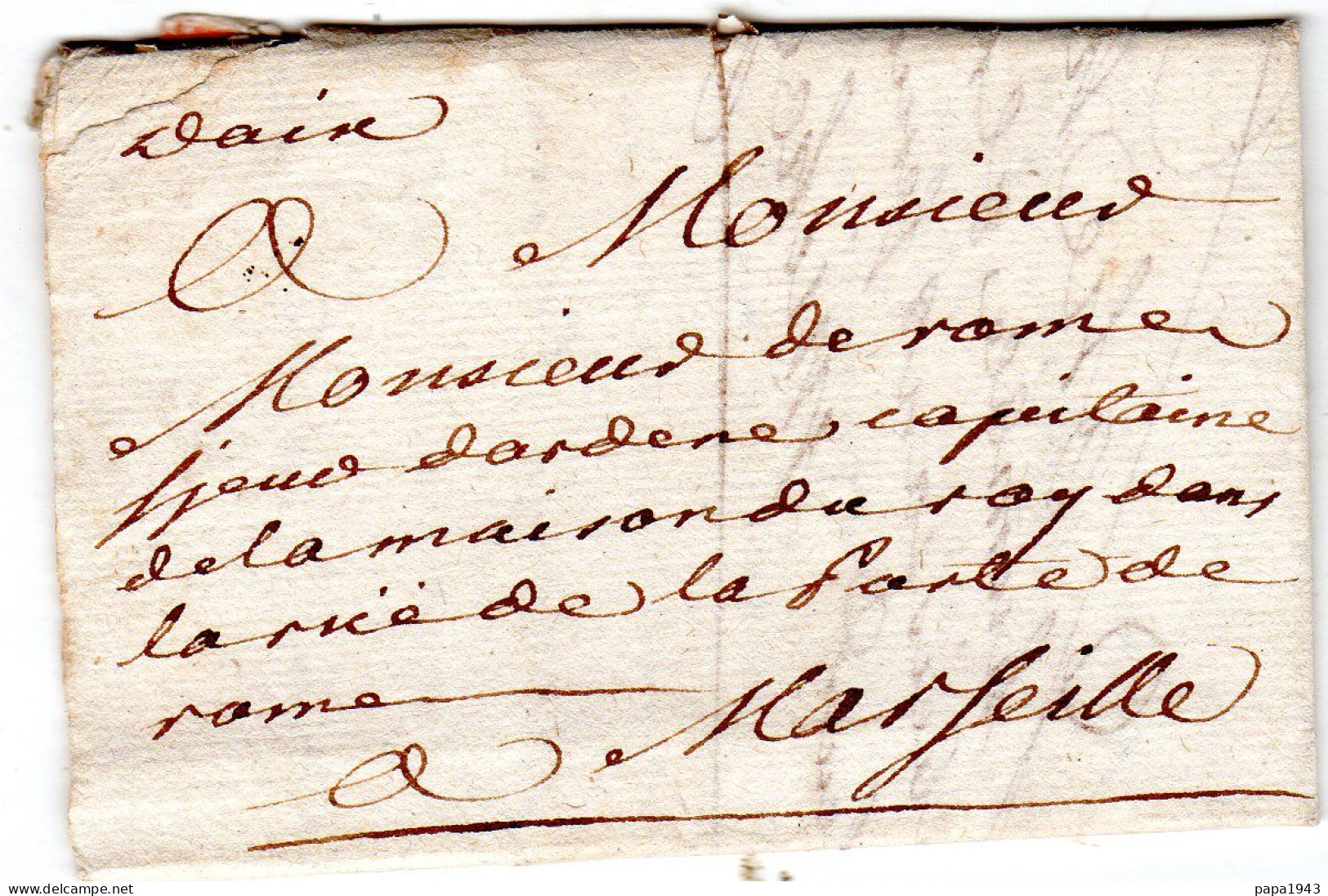 1733  MARQUE MANUSCRITE " D'AIX " Envoyée à MARSEILLE - Andere & Zonder Classificatie