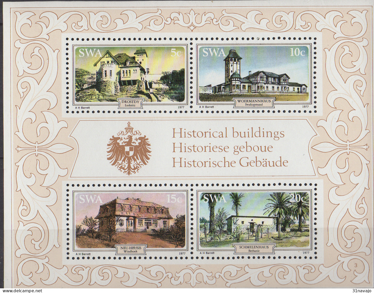 SUD OUEST AFRICAIN - Maisons Historiques Feuillet - Afrique Du Sud-Ouest (1923-1990)