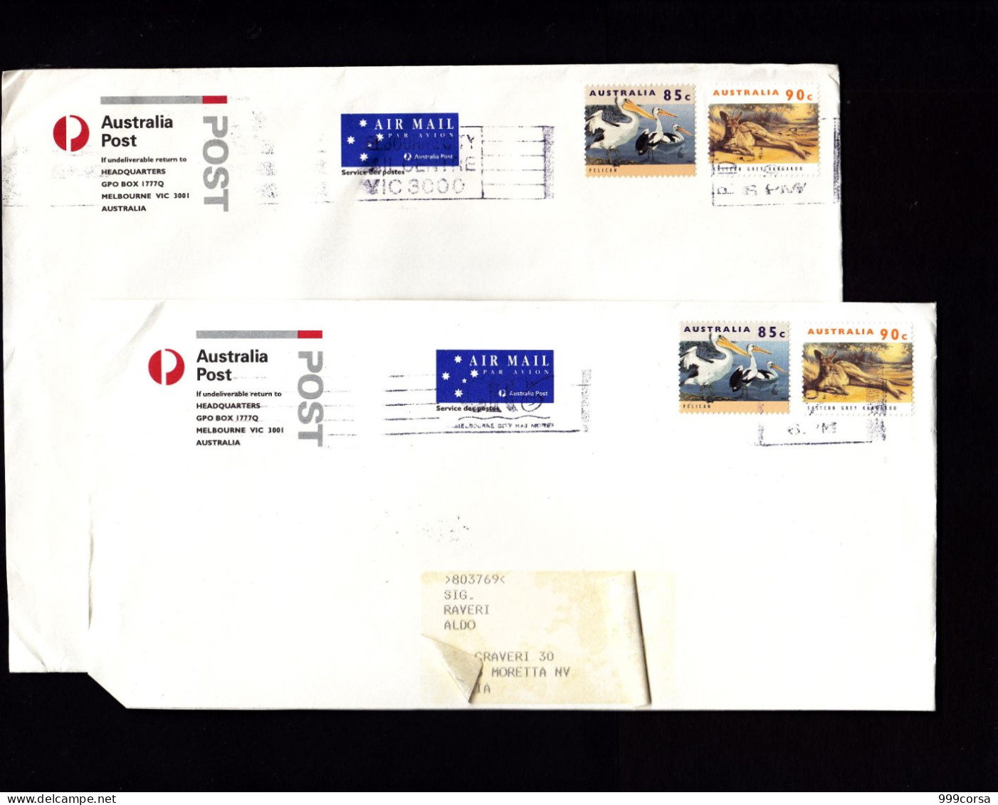Australia,Storia Postale 1994, Australia Post, 1 Busta E 1 Framm.(busta 23x16,5), Pelican, Kangaroo - Cartas & Documentos