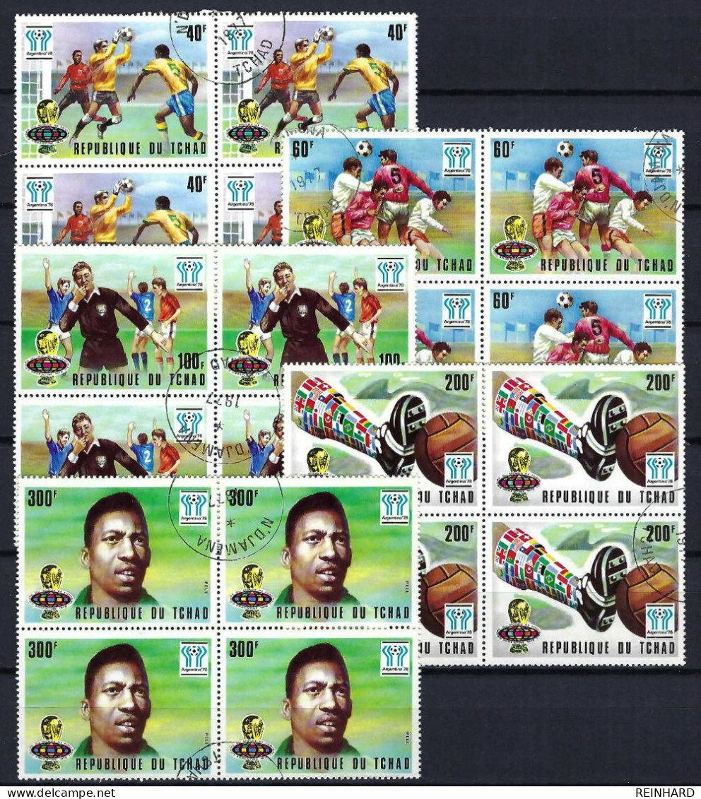 TSCHAD Komplettsatz Mi-Nr. 811 - 815 Im Viererblock Fußball-Weltmeisterschaft 1978, Argentinien Gestempelt - Siehe Bild - Tchad (1960-...)