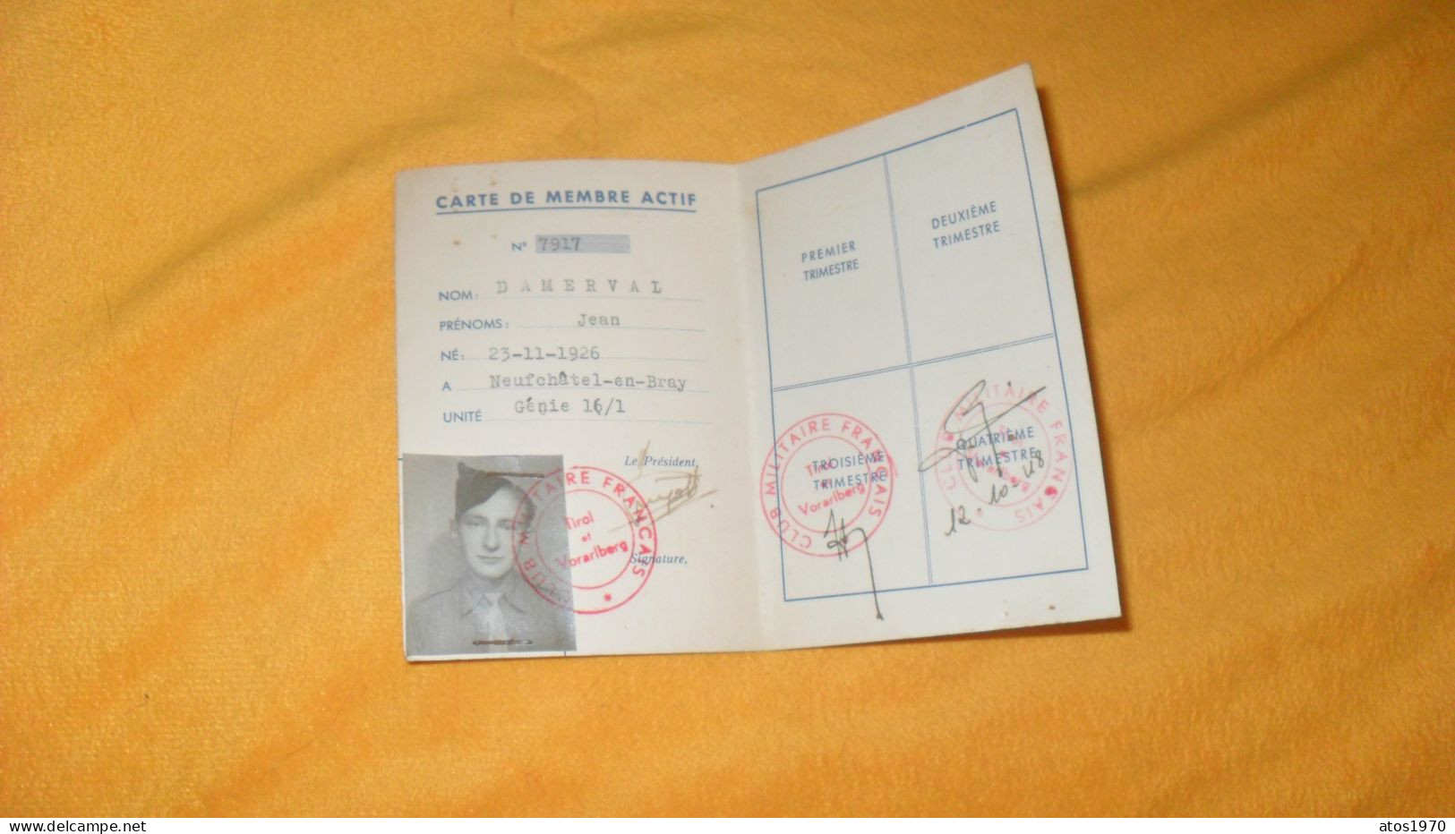 CARTE DE MEMBRE ACTIF ANCIENNE DE 1948../ CLUB MILITAIRE FRANCAIS TYROL- VORARLBERG...CACHETS TIROL ET VORARLBERG - Documents