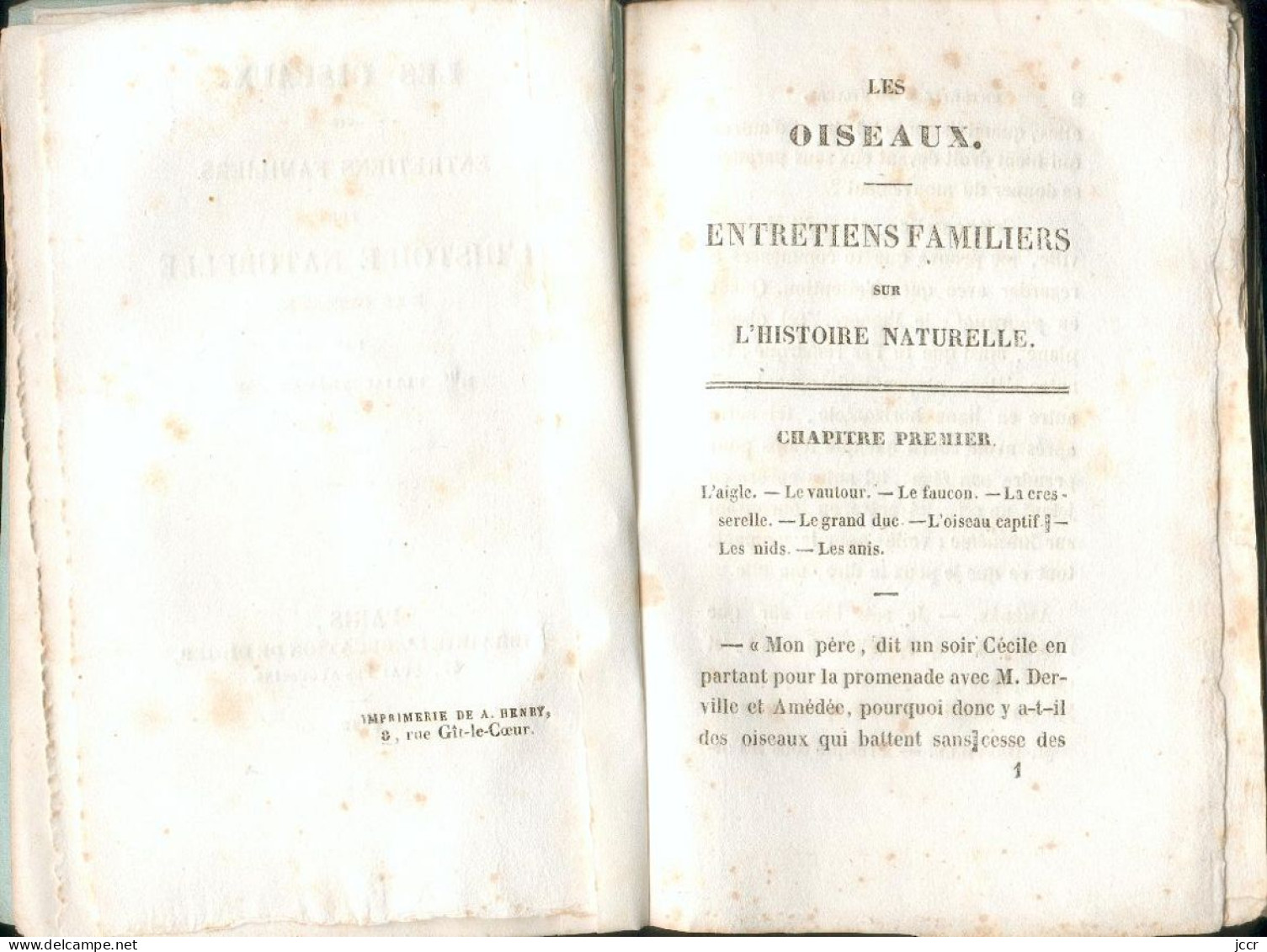 Petit Cours d'Histoire Naturelle en 8 parties - Les Oiseaux - Melle Ulliac Trémadeure - 1838