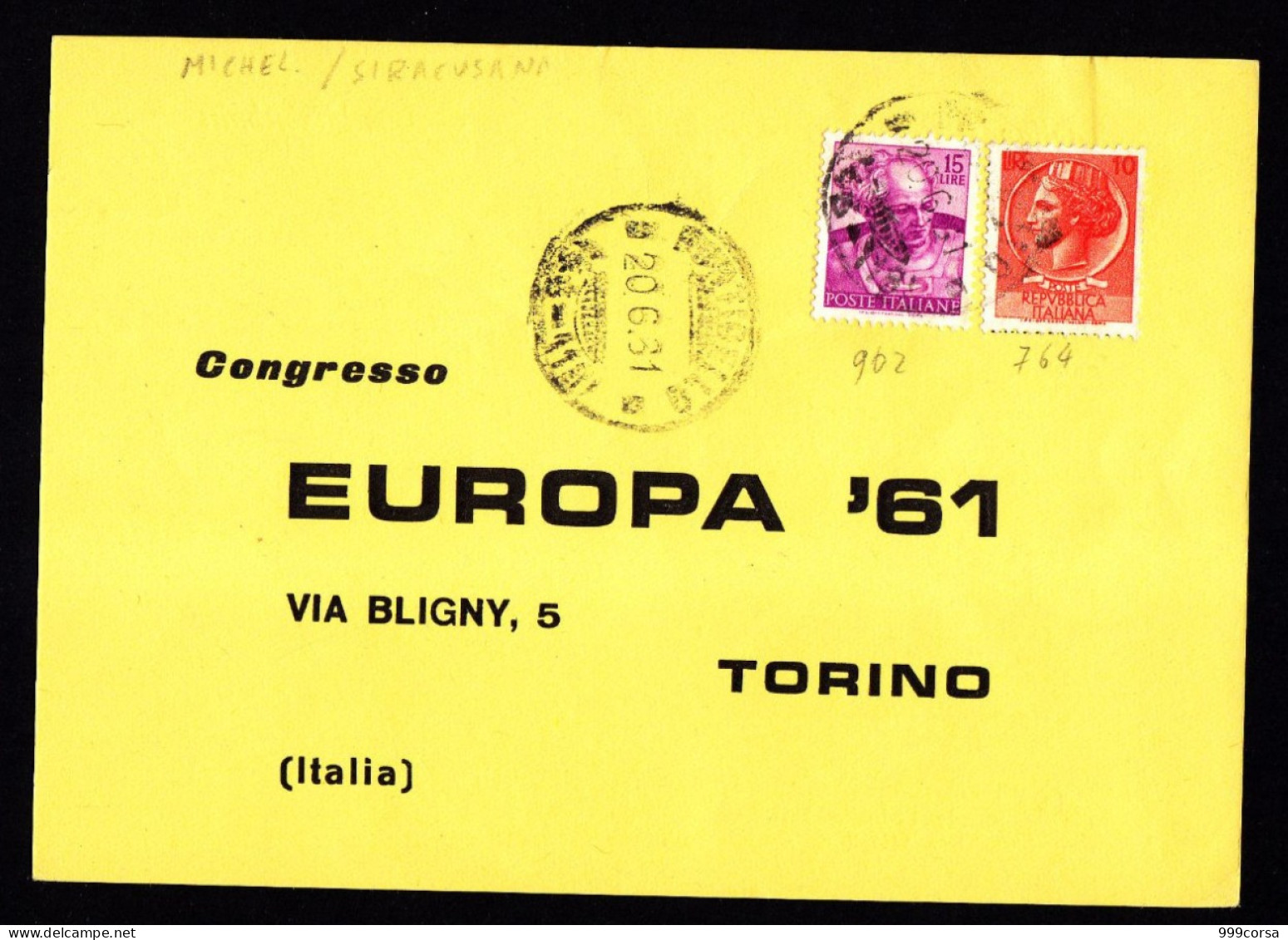 Italia, Europeistici, Congresso  Europa '61, Torino, Tagliando D'iscrizione - Autres & Non Classés
