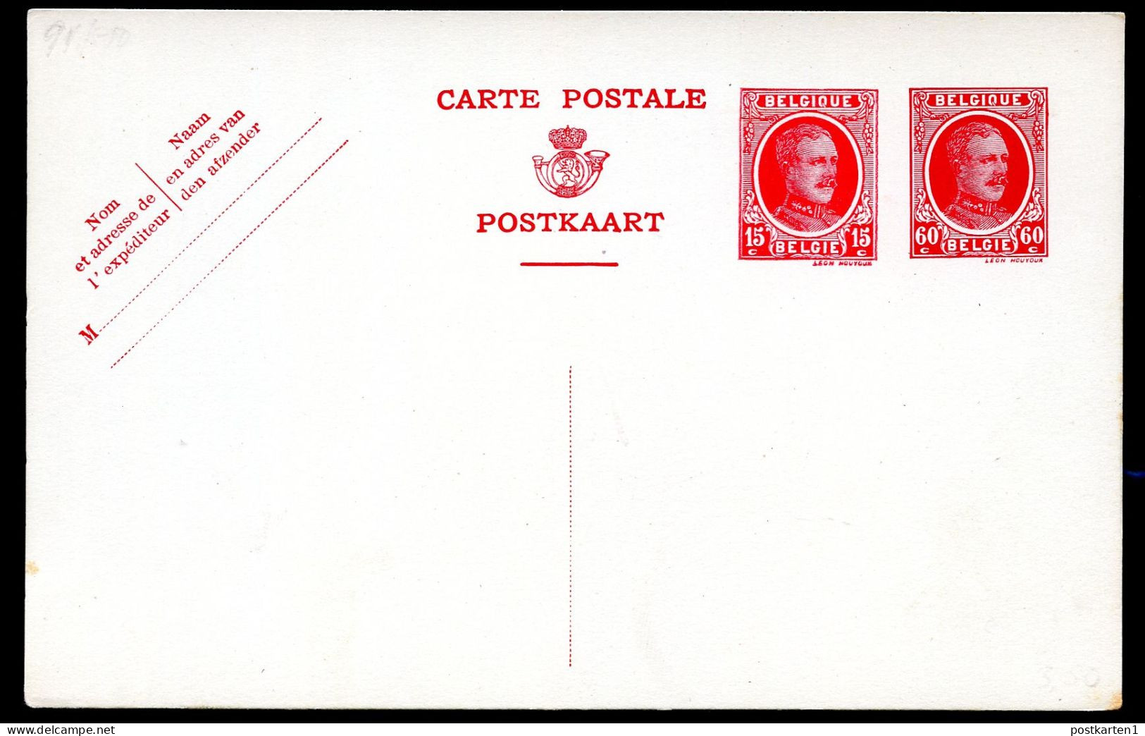 Belgique Carte Postale SBLP #89 Mi.P97 Neuf 1926 - Cartoline 1909-1934