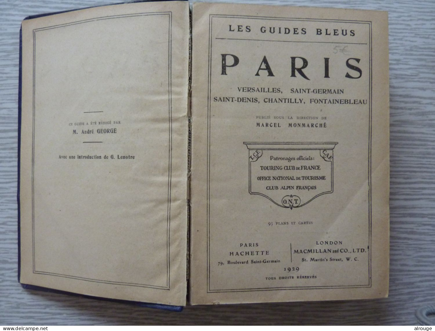 Guide Bleu  Paris-Versailles-Chantilly-Fontainebleau De 1929 Avec Cartes - Tourism