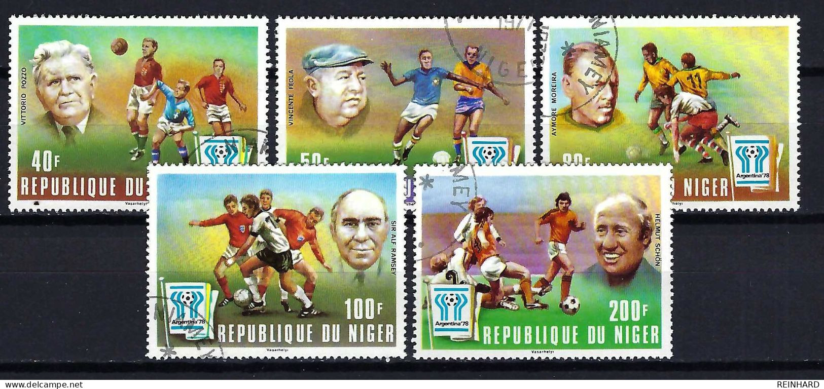 NIGER Komplettsatz Mi-Nr. 593 - 597 Fußball-Weltmeisterschaft 1978, Argentinien Gestempelt - Siehe Bild - Niger (1960-...)