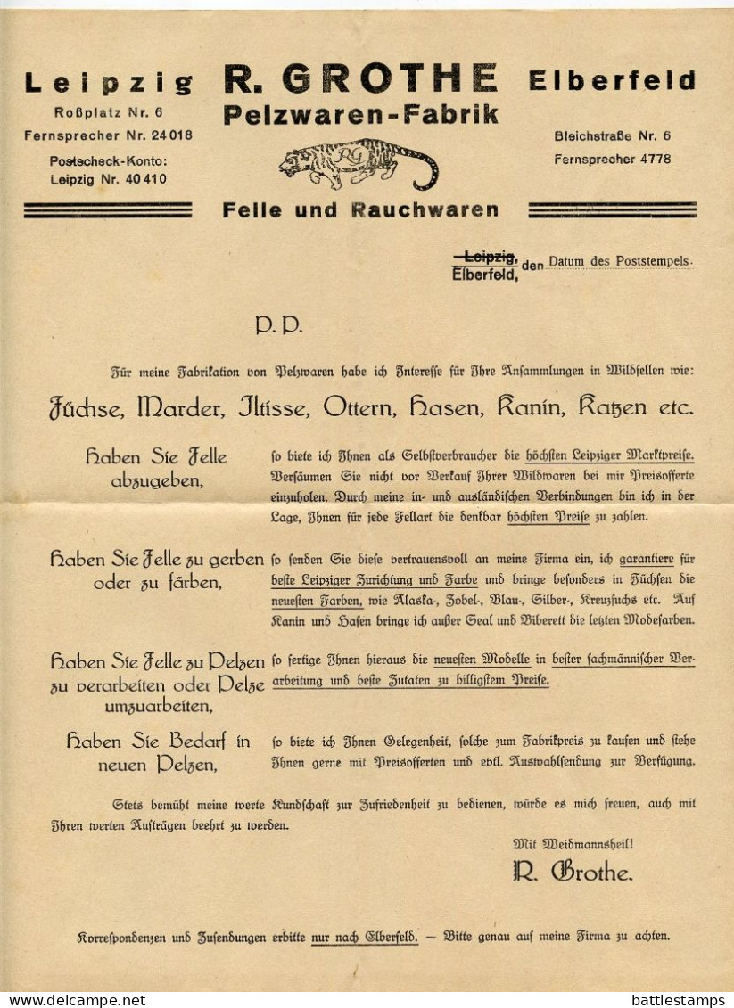 Germany 1928 Cover & Letters; Elberfeld - R. Brothe, Pelzwaren To Ostenfelde; 5pf. Friedrich Von Schiller - Lettres & Documents