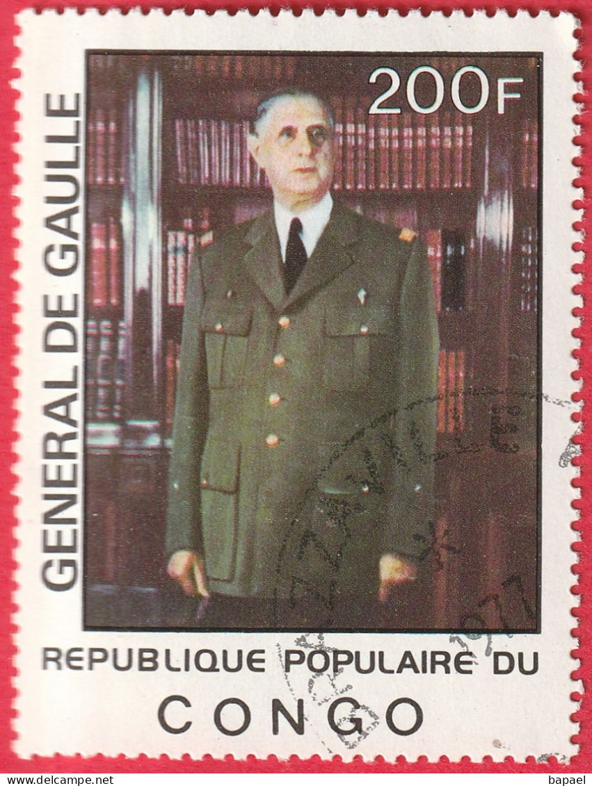 N° Yvert & Tellier 477 - République Du Congo (1977) (Oblitéré) - Personnalités - Général De Gaulle - Usados