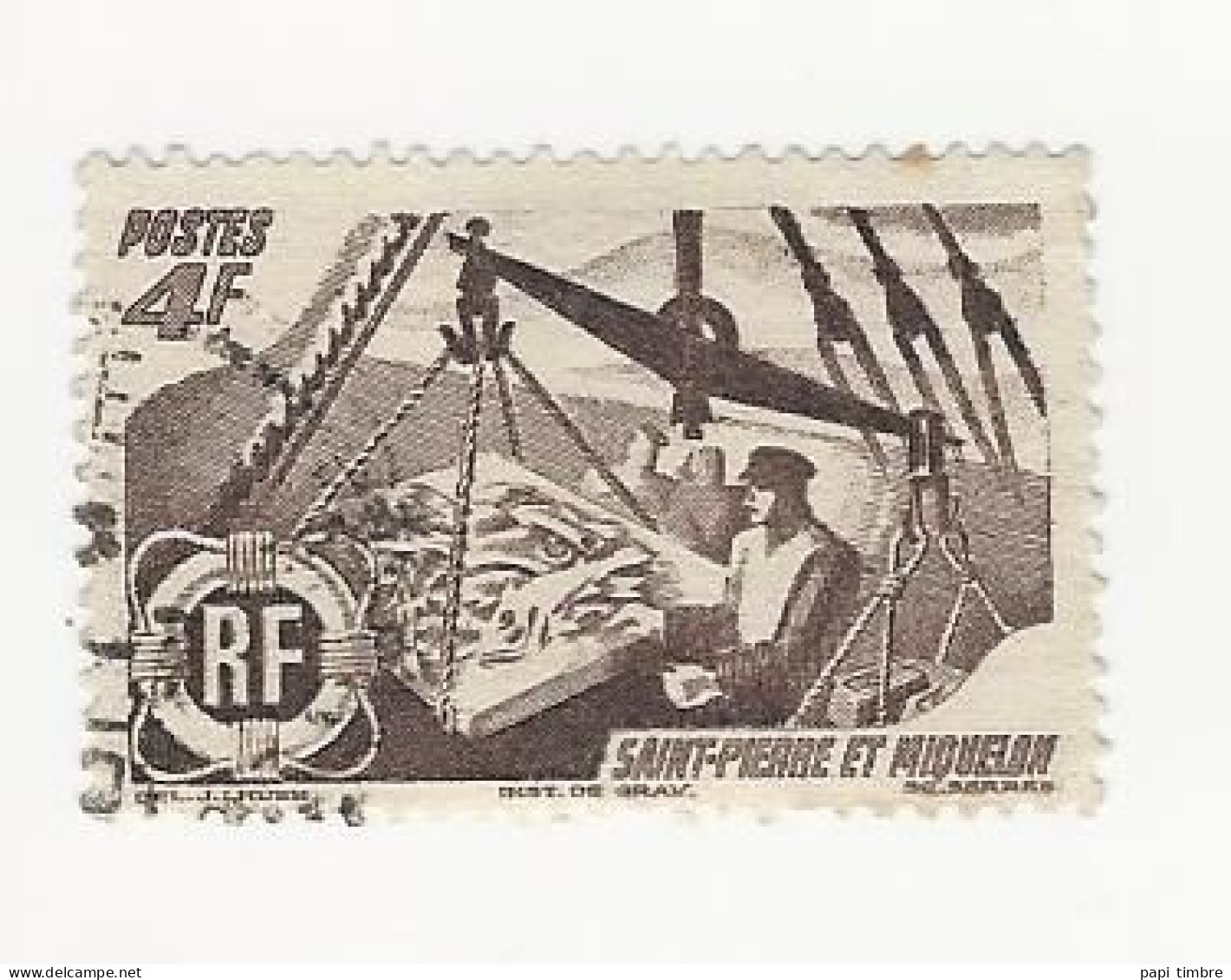 SPM-1947 -Série Courante-Pêche - N° 337 Oblitéré - Used Stamps