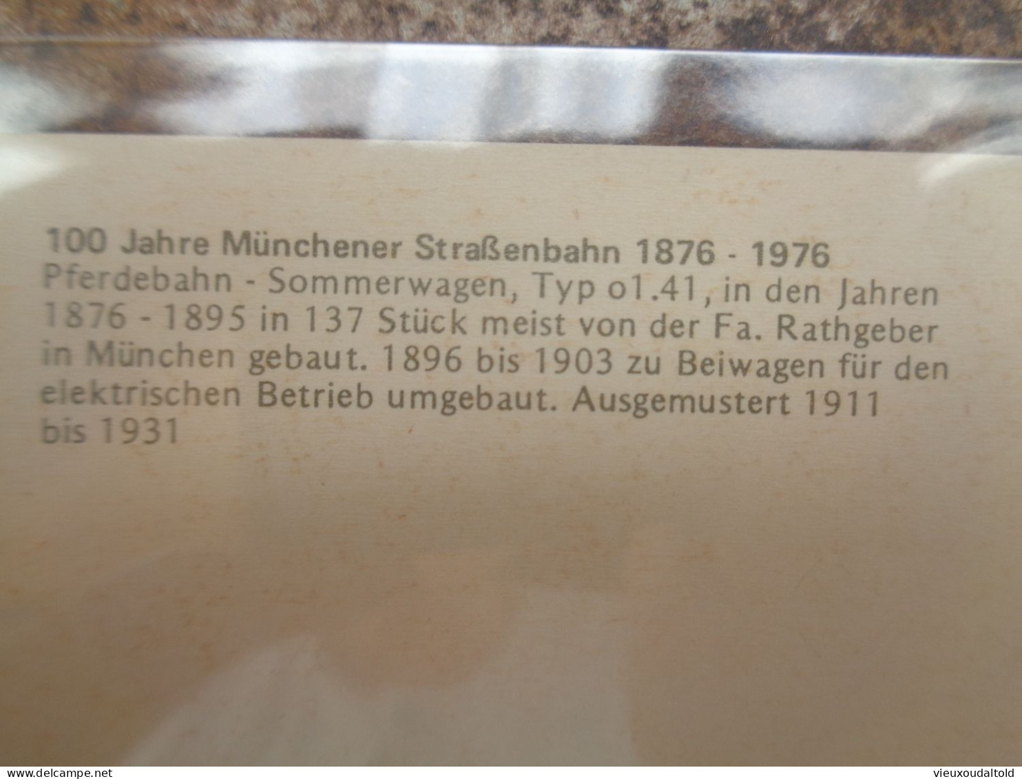 Pferdebahn - Sommerwagen   100 Jahre Münchener Straßenbahn 1876-1976   Perfecte Karte  - Carte Impeccable - Strassenbahnen