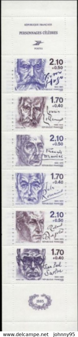 Année 1985 - N° 2360A - T-P N° 2355 à 2560 - Personnages Célèbres - Écrivains : Sartre, Hugo, Dorgelès, Mauriac, Etc. - Personajes