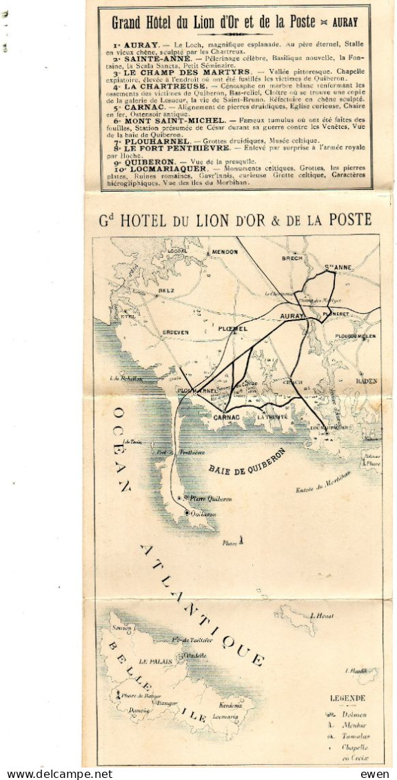 2 Dépliants Publicitaires Hôtel Du LIon D'Or à Auray, Morbihan. (Années 1920) - Reiseprospekte