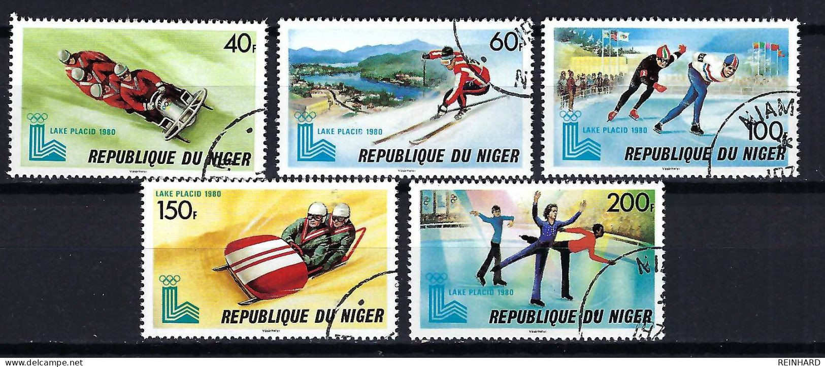 NIGER Komplettsatz Mi-Nr. 685 - 689 Olympische Winterspiele, Lake Placid 1980 Gestempelt - Siehe Bild - Niger (1960-...)