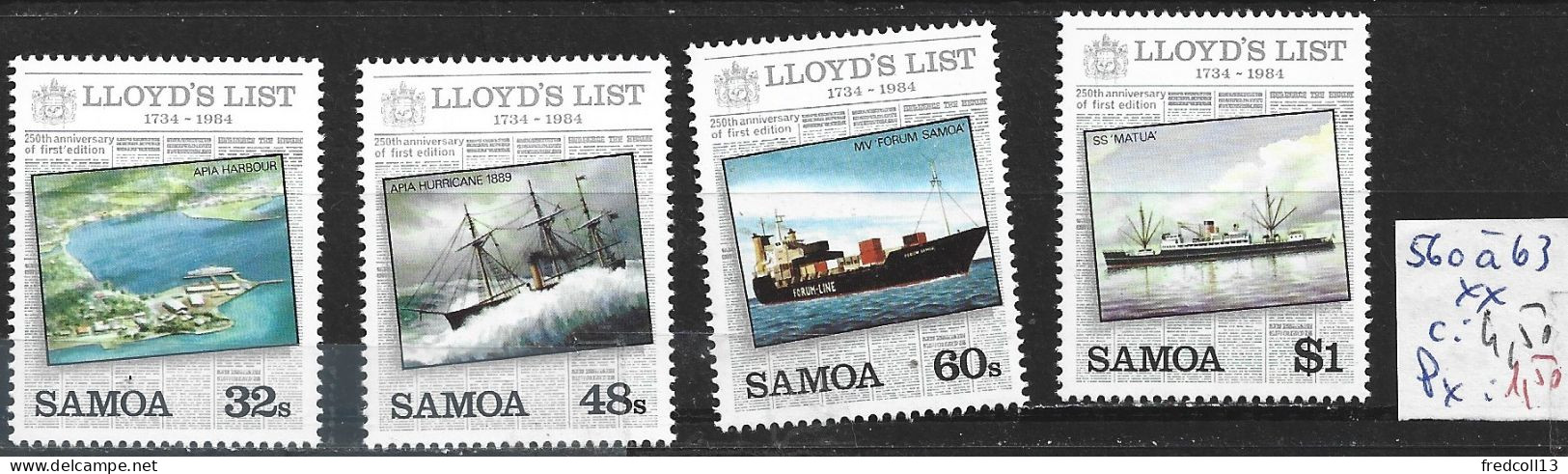 SAMOA 560 à 63 ** Côte 4.50 € - Samoa (Staat)