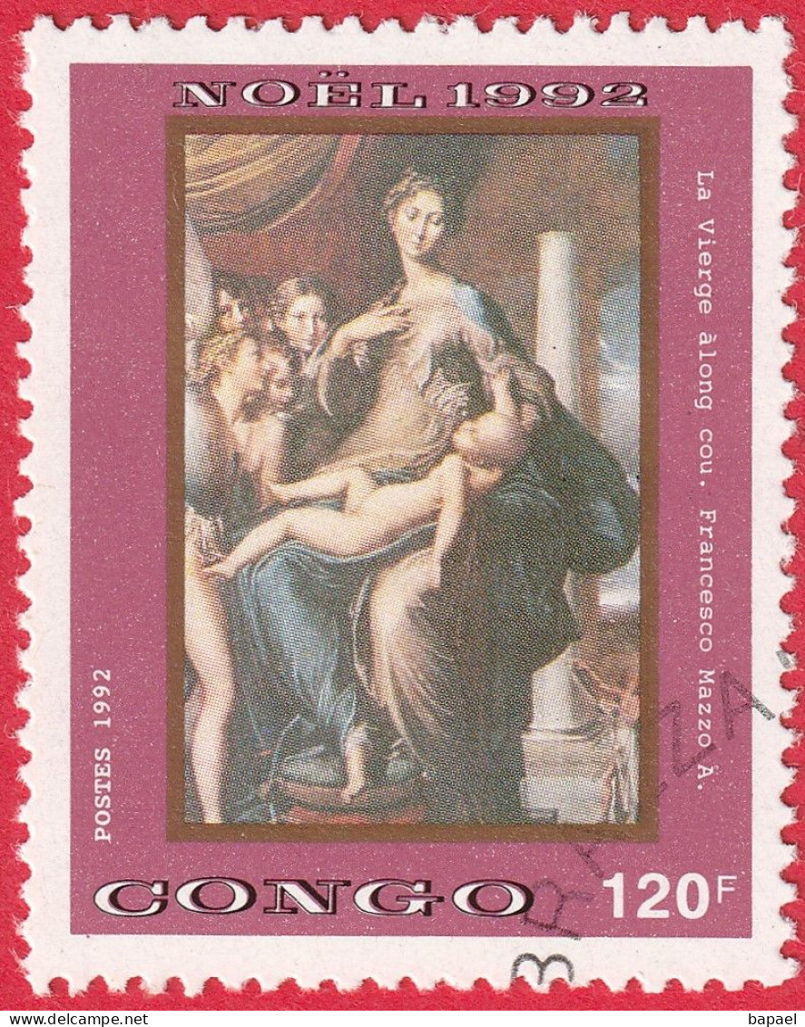 N° Yvert & Tellier 962H - République Du Congo (1992) (Oblitéré) - La Madonne Au Long Cou De F. Mazzola (1,25) - Usati