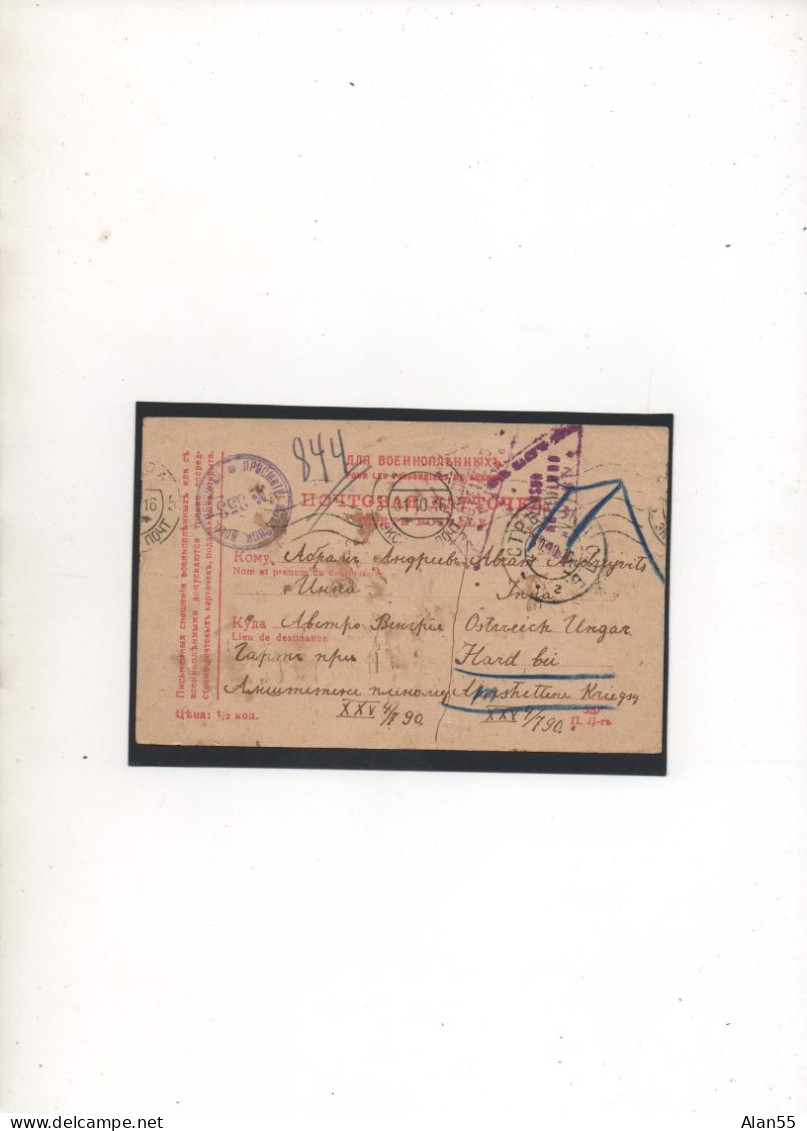 RUSSIE,1916,  PRISONNIER DE GUERRE AUTRICHIEN , 2 CENSURES - Brieven En Documenten