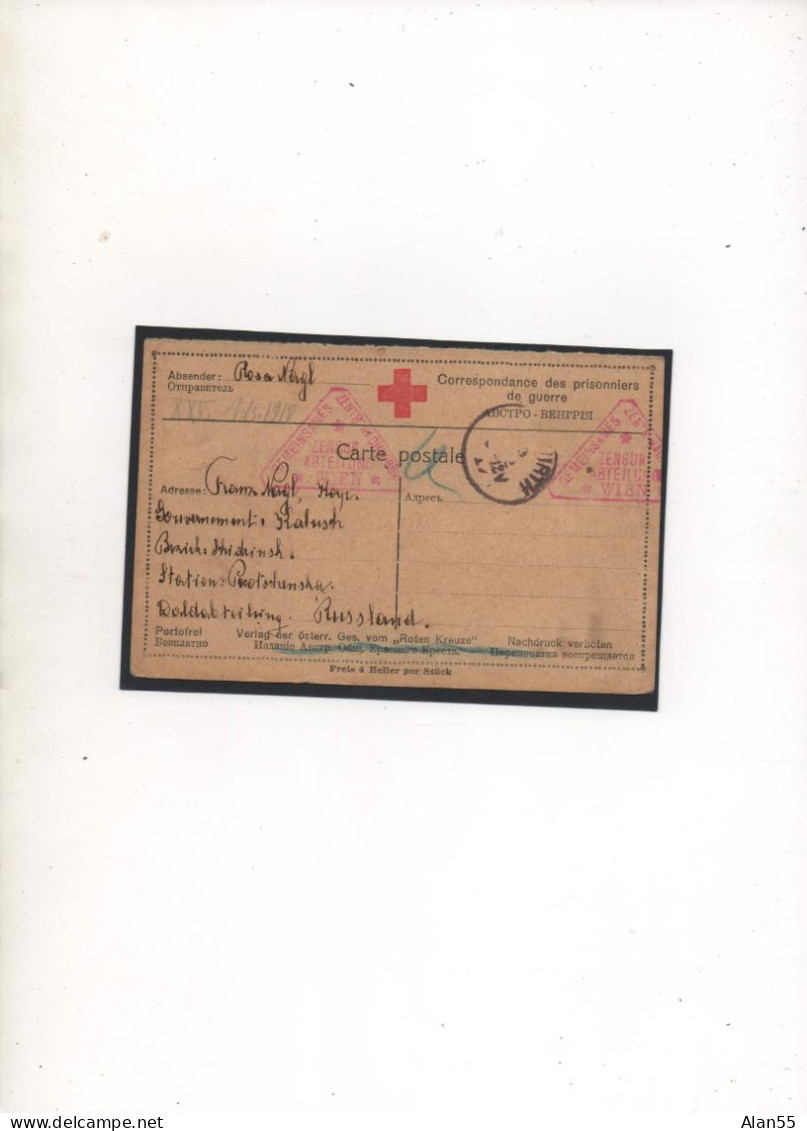 AUTRICHE-HONGRIE,1917,  PRISONNIER DE GUERRE AUTRICHIEN EN RUSSIE, CENSURE - Lettres & Documents