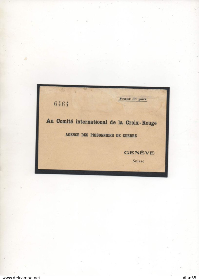 ALLEMAGNE,1915,INTERNE FRANCAIS, HAMMELBURG, VIA  CROIX-ROUGE  SUISSE - Prigionieri