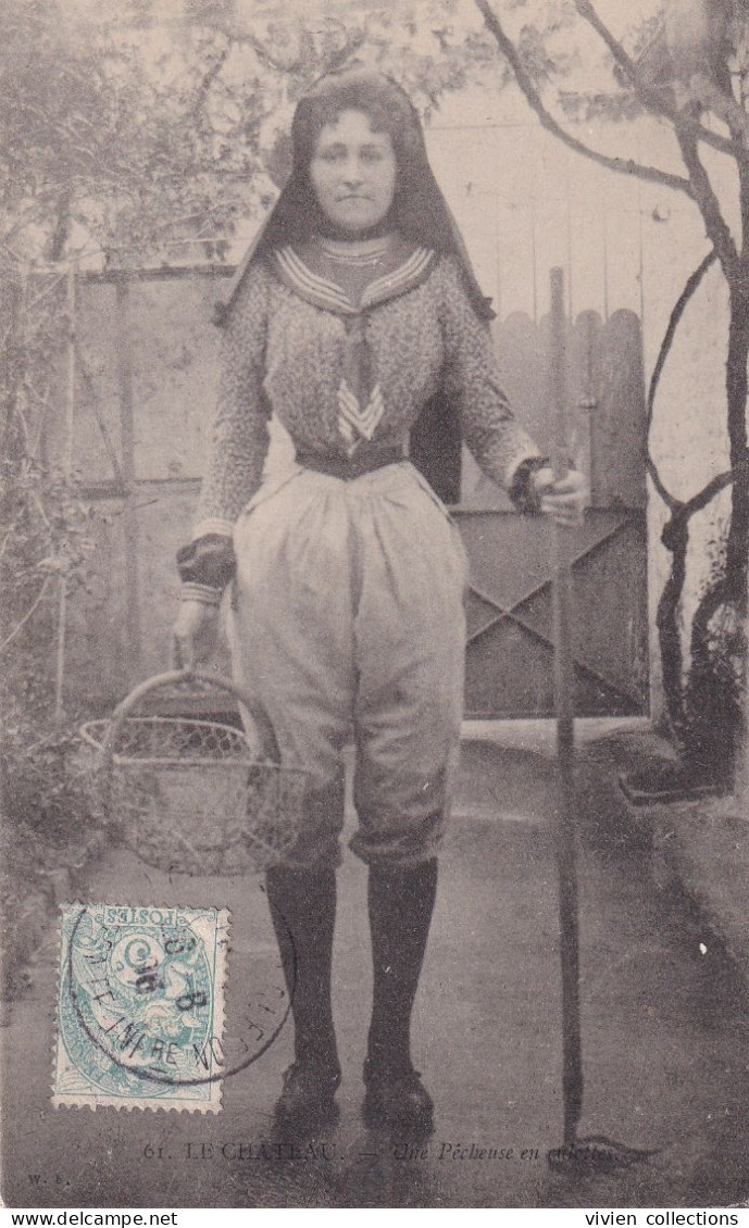 Ile D'Oléron (17 Charente Maritime) Château - Pêcheuse En Culotte - édit. WF N° 61 Circulée 1906 - Ile D'Oléron