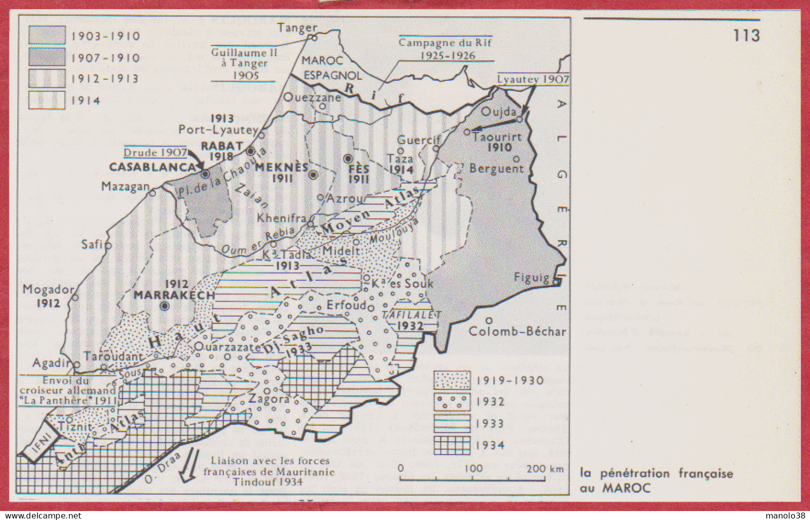 Maroc. La Pénétration Française Au Maroc. Colonisation. Divers étapes. Larousse 1960. - Historical Documents