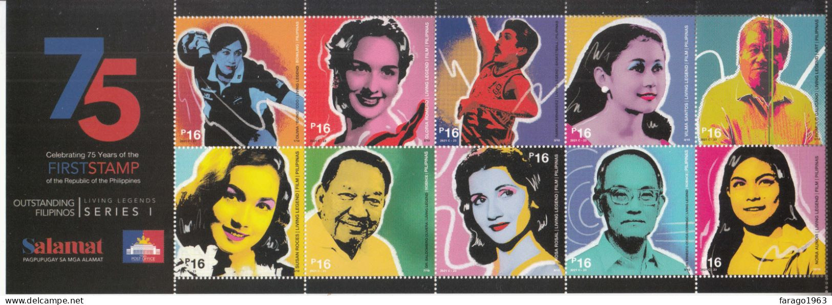 2021 Philippines  "Living Legends" Science Film Bowling Basketball Miniature Sheet Of 10  MNH - Philippines