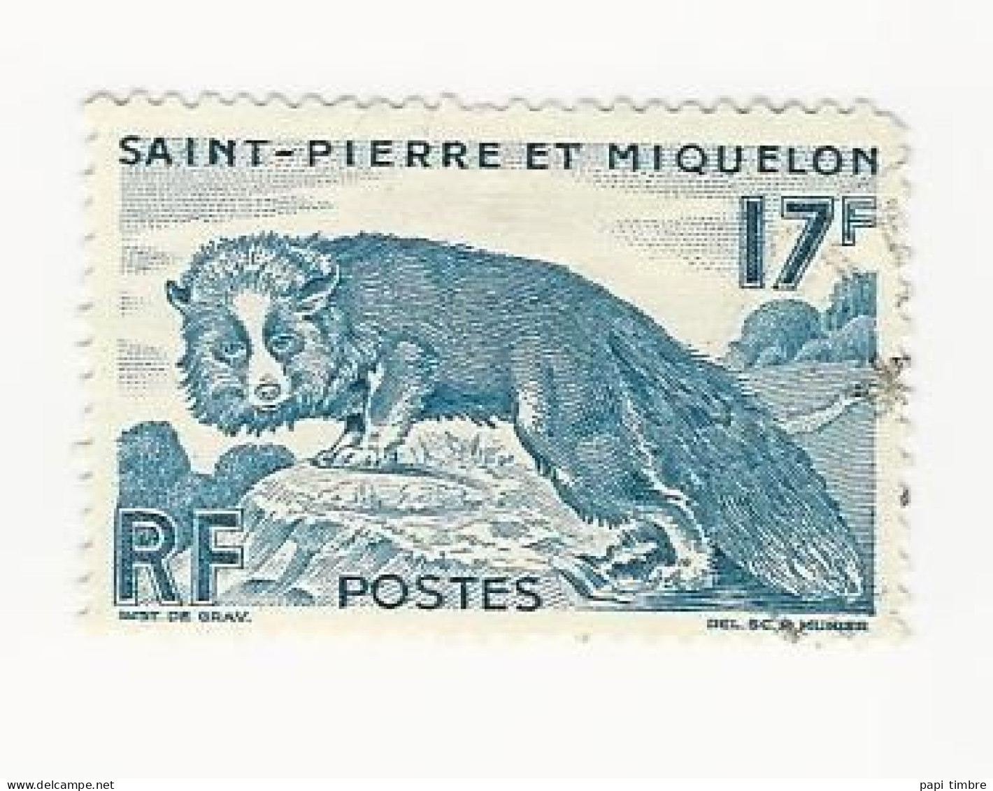 SPM-1952 -Série Courante-Renard Argenté - N° 346 Oblitéré - Used Stamps
