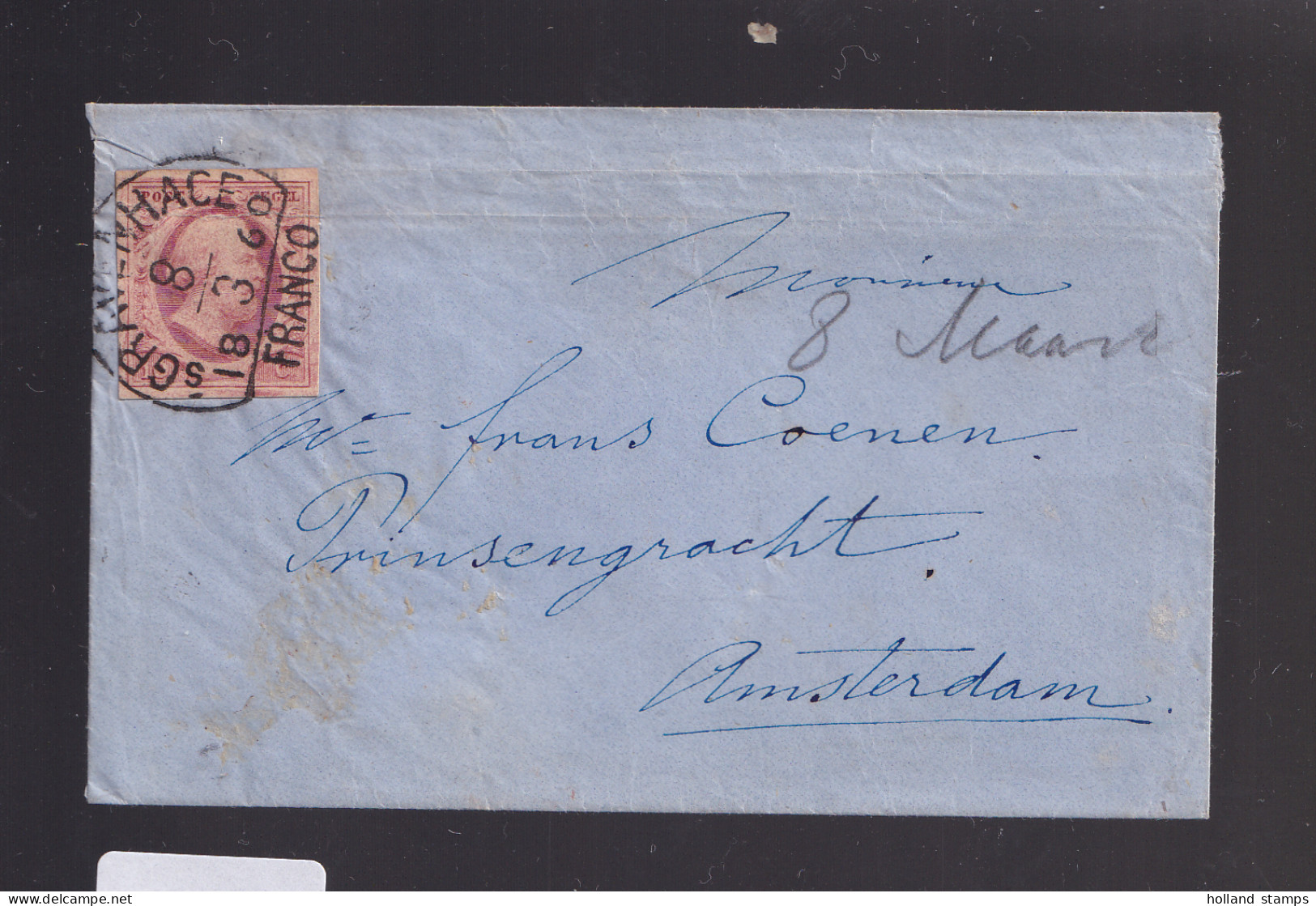 Nederland  NVPH Nr 2 Uit 1860 Op BRIEFOMSLAG Gelopen Van Halfrondstempel 's-GRAVENHAGE Naar  AMSTERDAM (12.405) - Covers & Documents