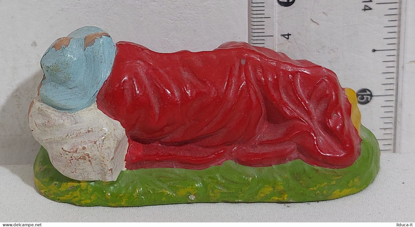 I117170 Pastorello Presepe - Statuina In Celluloide - Uomo Che Dorme - Cm 3 - Crèches De Noël